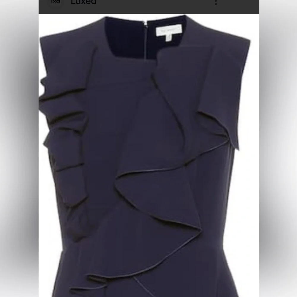 Elegant  Navy DELPOZO
Ruffled crêpe midi dress - Picture 3 of 9